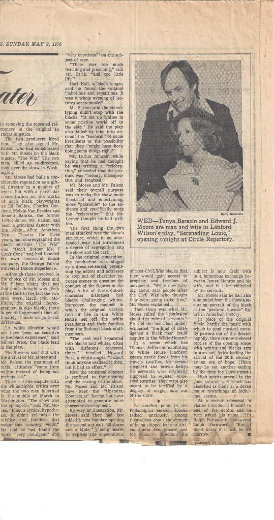 Newspaper coverage of "1600 Pennsylvania Avenue's" difficult journey.