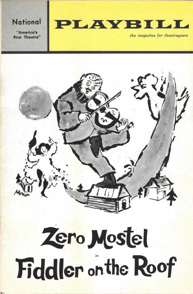 Cover of the original Playbill for "Fiddler on the Roof," featuring a man playing the fiddle.